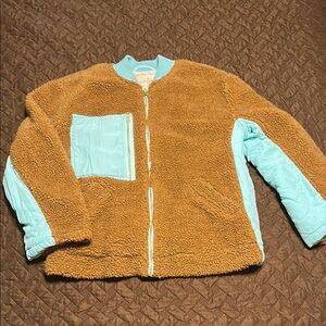 Brown and Blue Sherpa Jacket